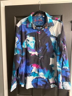 Robert Graham Multicolor Abstract Button-Up Shirt - Blue, Black, Purple, Pink